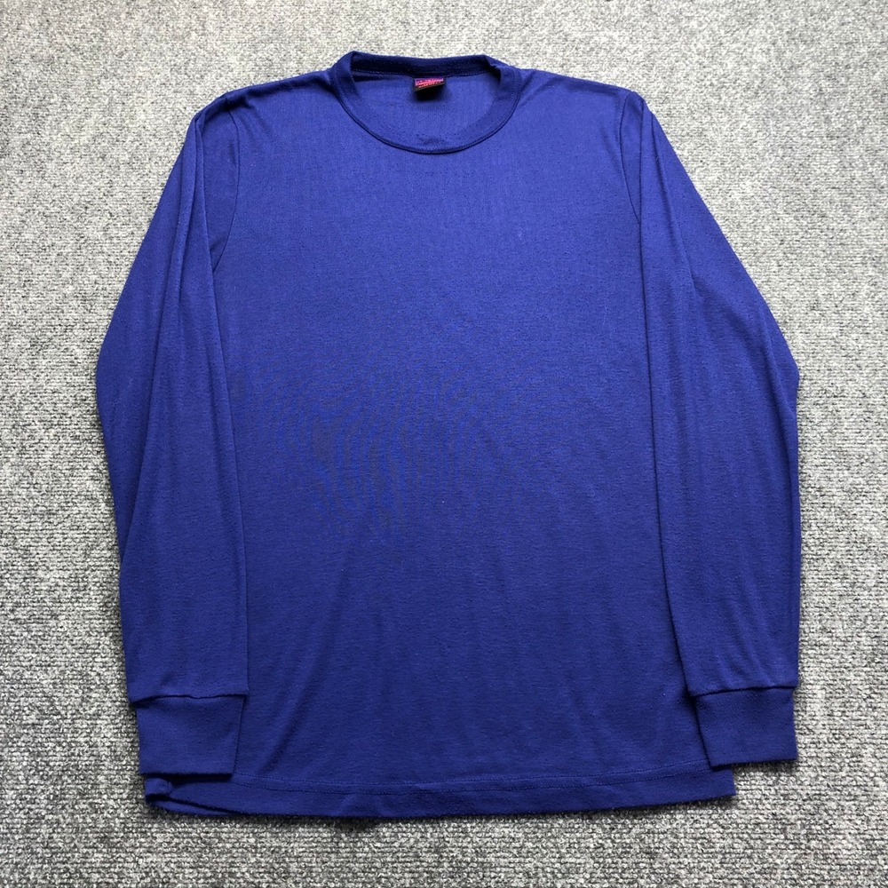 Patagonia Capilene Long Sleeve Base Layer Shirt Mens Large Blue Made in USA Vtg
